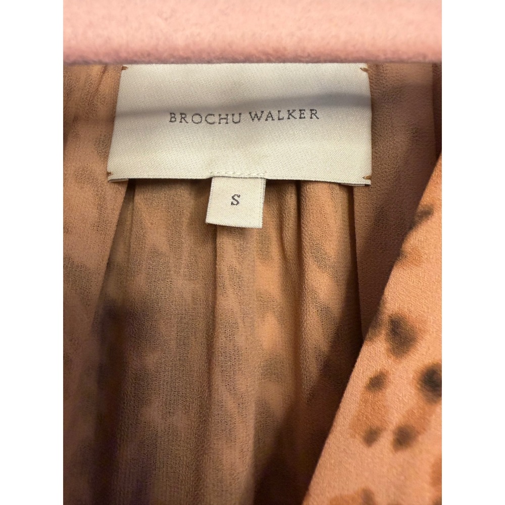 Brochu Walker Haviland Dress Leopard Animal Print Ruffle Hem Midi APP4062 Brown - Picture 3 of 7